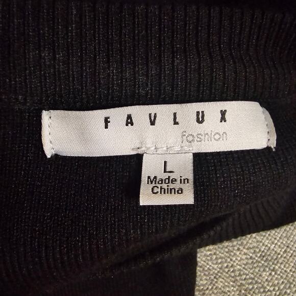 Favlux Black Knit Sweater Sheath Mini Dress with Large Ruffled Sleeves Size L - Picture 5 of 5